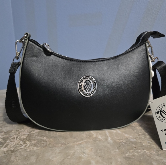 Valentino Orlando Black/Grey Crossbody Bag w/ Coin Pouch NWT - Picture 2 of 11